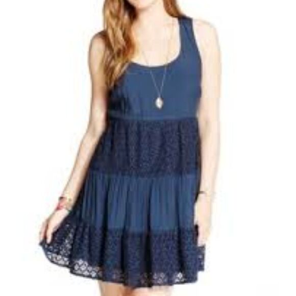 Speechless Junior’s Tiered Crochet Trim Tank Dress - Picture 1 of 6